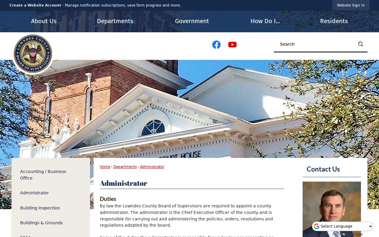 Lowndes County administrator records routing page